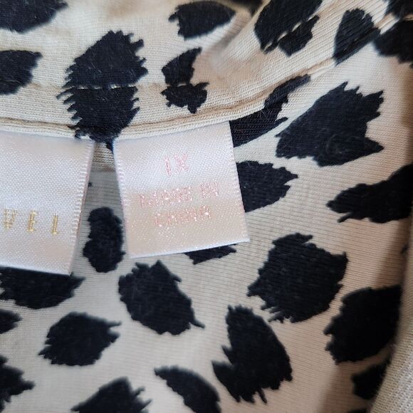 Susan Graver Animal print snap front Tie‎ front lined soft work blouse Size 1X - Picture 5 of 13